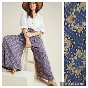 Maeve Anthropologie Terrace Wide Leg Pants Purple Medallion